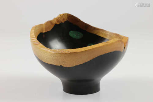 Guilio Marcolongo (Australia) african blackwood natural edge bowl 10x14cm. Signed