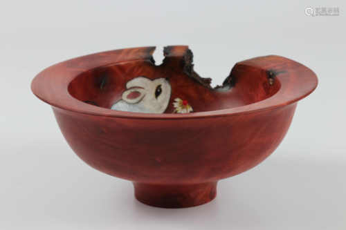 Linda Ferber (USA) bloodwood decorated bowl 8x17cm. Signed