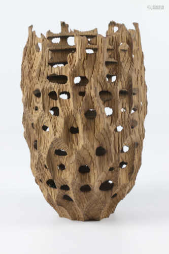 Marcel Van Berkel (Netherlands) oak erosion vessel 19x12cm. Signed