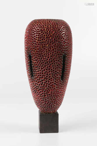 Mike Scott (USA) textured and coloured ash hollow form 26x11cm. Signed