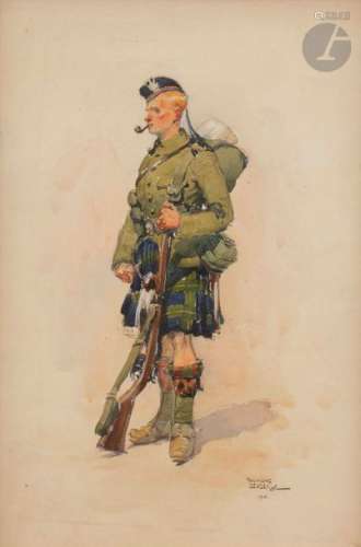 Raymond DENDEVILLE (1901 1968) Soldat écossais, 1r…