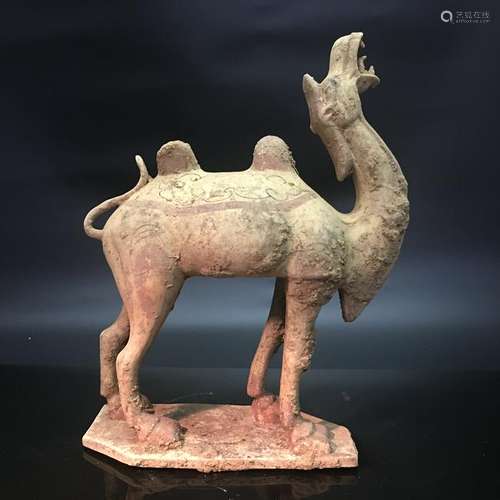 Chinese Han Style Colored Pottery Camel