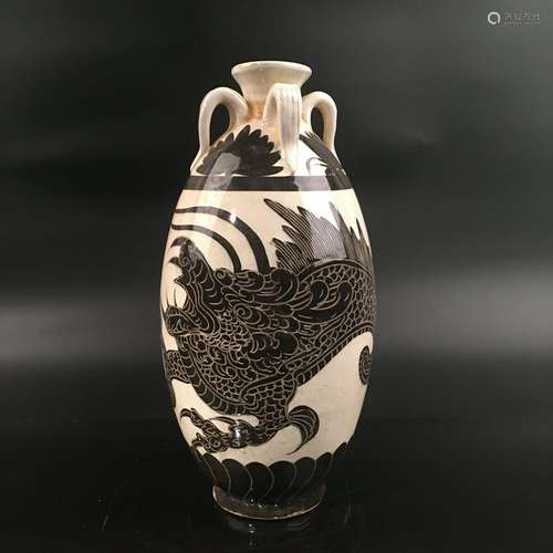 Chinese Cizhou Kiln Five Claw Dragon Vase