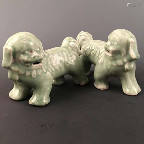 A Pair of Chinese Longquan Kiln Foo Dog