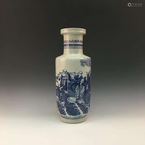 Chinese Blue-White 'BaXianGuoHai' Porcelain Vase,