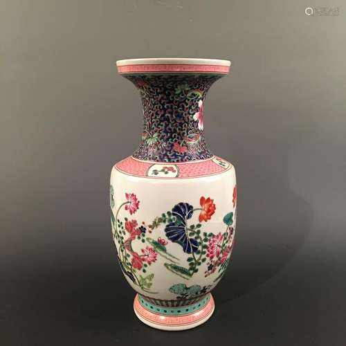 Chinese Famille Rose 'Floral' Vase, Kangxi Mark