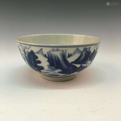 Chinese Blue-White 'Landscape' Bowl With Kangxi Mark