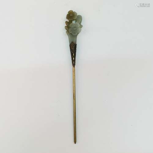 Chinese Floral Jade Hairpin