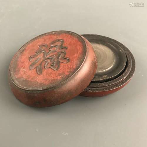 Chinese Round Ink and a Redwood Box