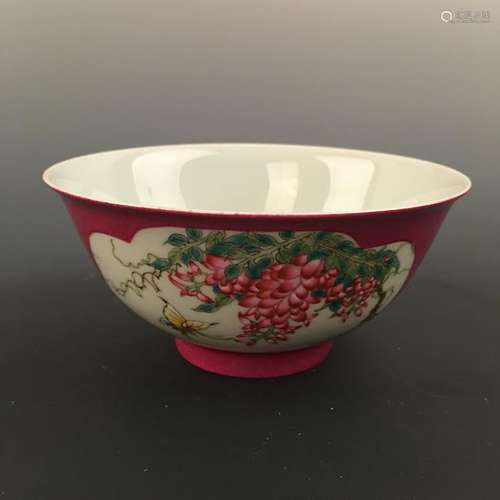 Chinese Famille Rose Bowl, Kangxi Mark