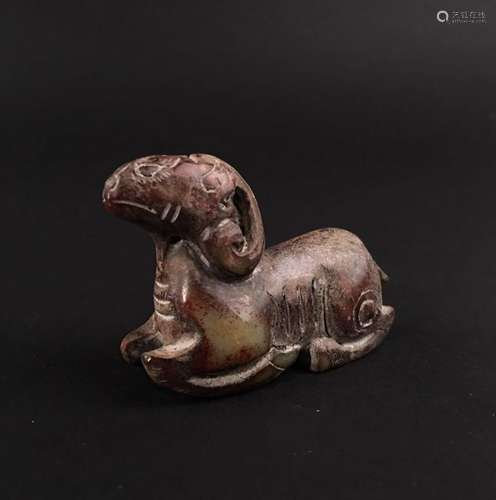 Chinese Archaic Jade Ram Statue Ornament