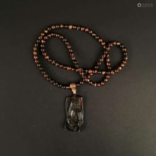 Chinese Eaglewood Necklace, Buddha Pendant