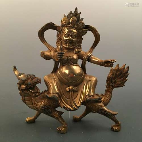 Chinese Gilt Bronze Wrathful Vajrapani Figure