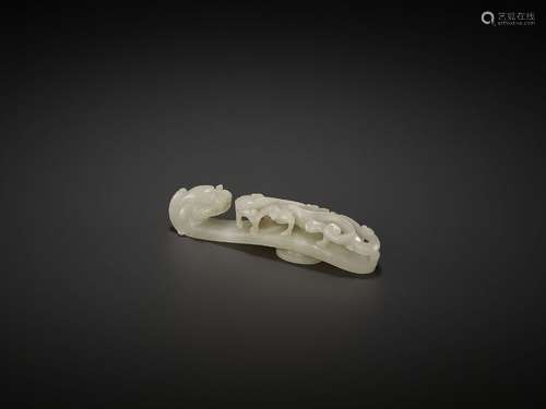 A WHITE JADE BELT HOOK, QING