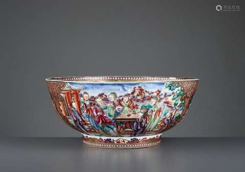 A ‘MANDARIN PATTERN’ PUNCH BOWL, QIANLONG