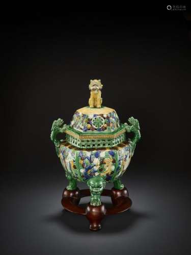 A LARGE BISCUIT CENSER, QING