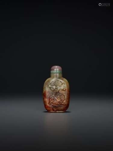 A RED JADE SNUFF BOTTLE