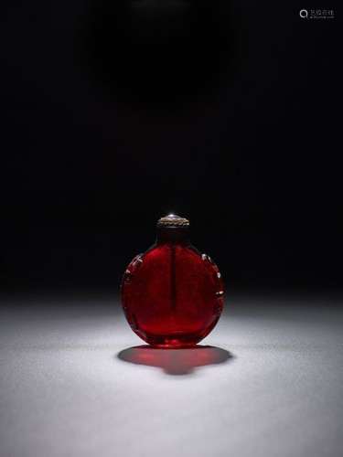 A RUBY RED GLASS CHILONG SNUFF BOTTLE