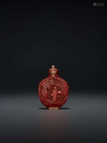 A CINNABAR LACQUER SNUFF BOTTLE