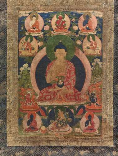 A GELUG SCHOOL THANGKA OF FIVE BUDDHAS