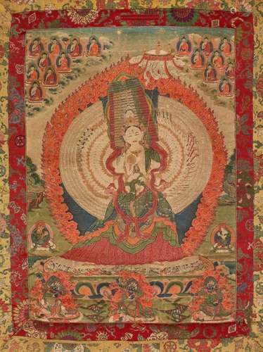 A USHNISHA SITATAPATRA THANGKA