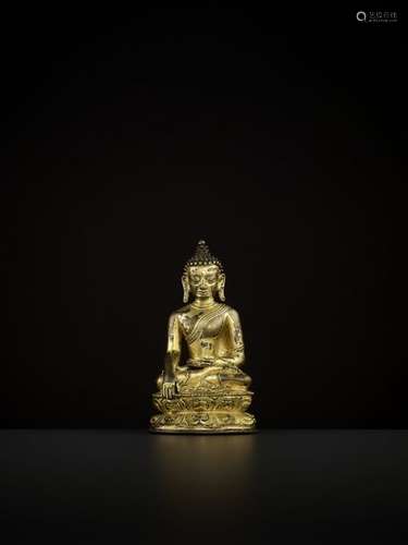 A GILT BRONZE BUDDHA, YUAN DYNASTY