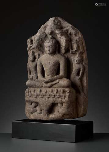 A RARE STELE OF PARSHVANATHA TIRTHANKARA