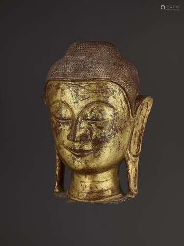 A RARE DRY LACQUER HEAD OF BUDDHA