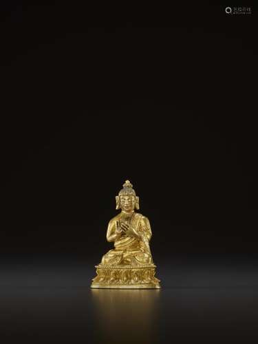 A SMALL GILT BRONZE OF BUDDHA, QIANLONG