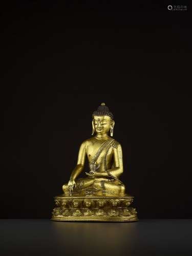 A GILT BRONZE BUDDHA VAJRASANA