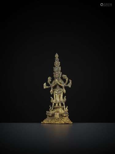 AN EKADASHAMUKHA BRONZE 18TH CENTURY