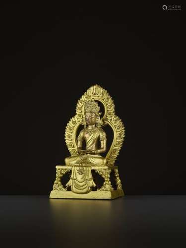 A GILT BRONZE FIGURE OF AMITAYUS, QIANLONG