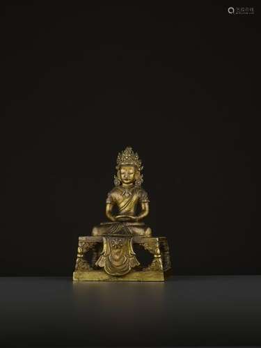 A GILT BRONZE FIGURE OF AMITAYUS, QIANLONG