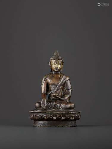 A BRONZE BUDDHA SHAKYMUNI, QING