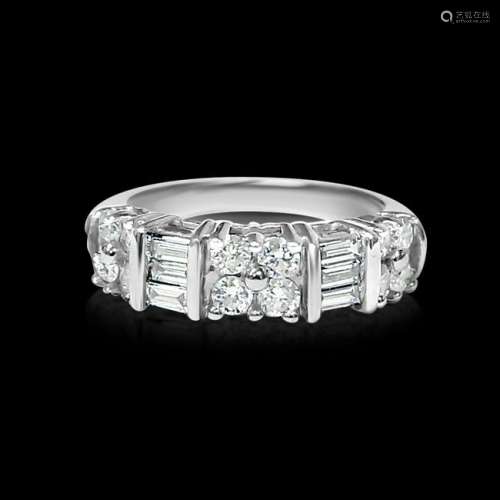 14k White Gold & Diamond Engagement/Wedding Band