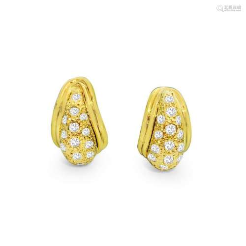 14K Yellow Gold, 1.00 CT Diamond Earrings