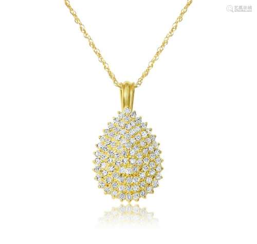 3.00 Carat Diamonds in 14K Yellow Gold Necklace