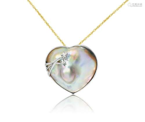 Mother of Pearl & Diamond in Sterling Silver Pendant