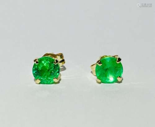 Colombian Emeralds in 14K Gold butterfly back studs