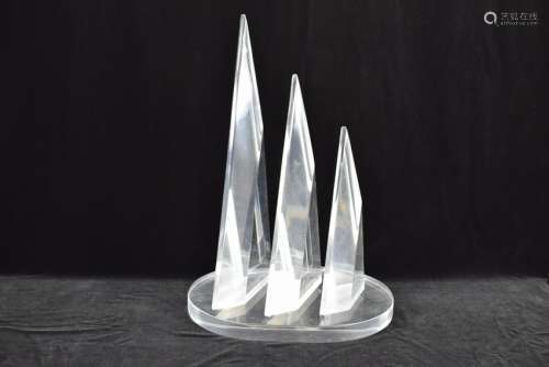 LUCITE ABSTRACT NAUTICAL TOWER SCULPTURE