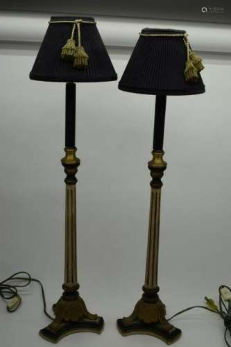 PAIR CANDLESTICK STYLE DESK OR TABLE LAMPS