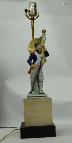 CONTINENTAL PORCELAIN FIGURE SOLDIER LAMP