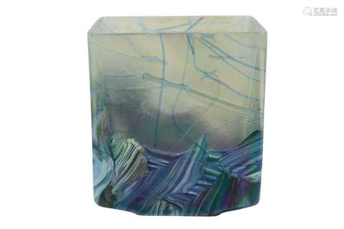 MICHAEL HARRIS BLUE SEASCAPE ART GLASS VASE
