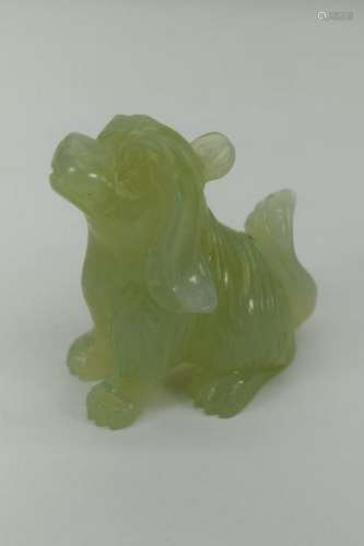 CHINESE CARVED JADE DOG TOGGLE OR PENDANT