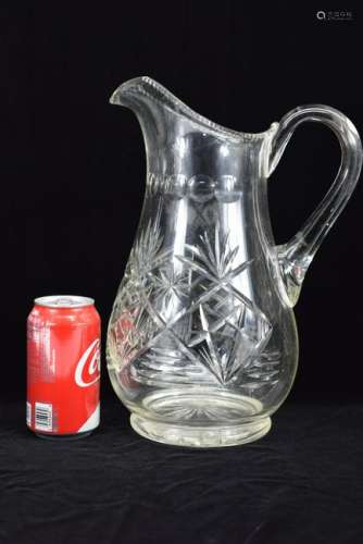 LARGE CUT CRYSTAL ART GLASS WATER PITCHER