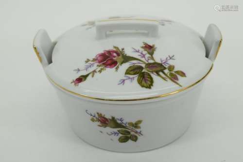 2PC PORCELAIN FLORAL LIDDED TRINKET DISH