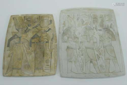 2 EGYPTIAN CARVED SAND STONE? HIEROGLYPHICS