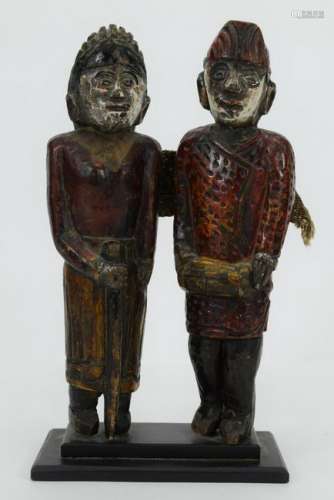 WOOD CARVED POLYCHROME FIGURE STATUES