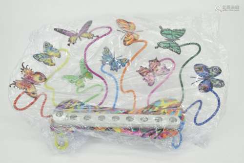 DAVID GERSTEIN COLORFUL METAL BUTTERFLIES MENORAH