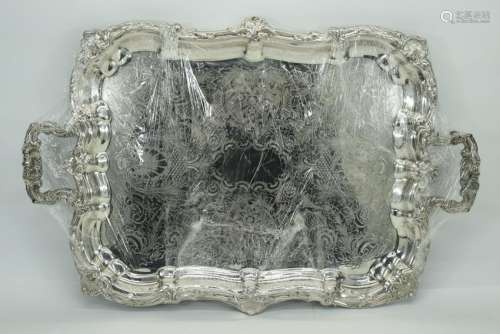 TWO LARGE SILVERPLATE SERVING TRAY PLATTERS